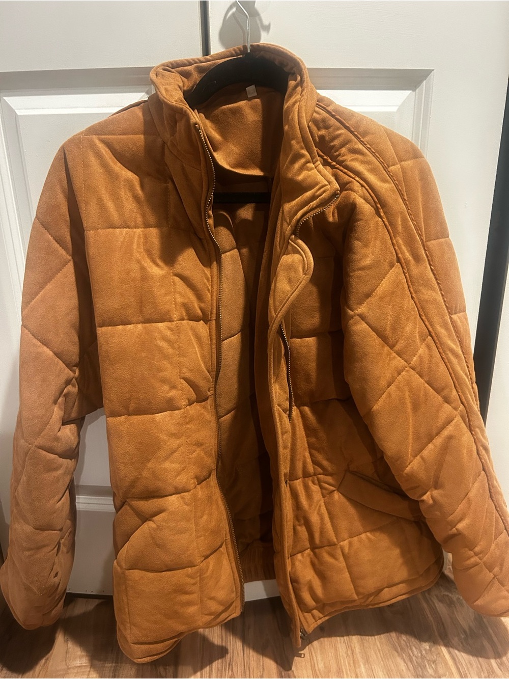 Quilted Puffer Jacket in Rust Orange - Women's Cozy Outerwear